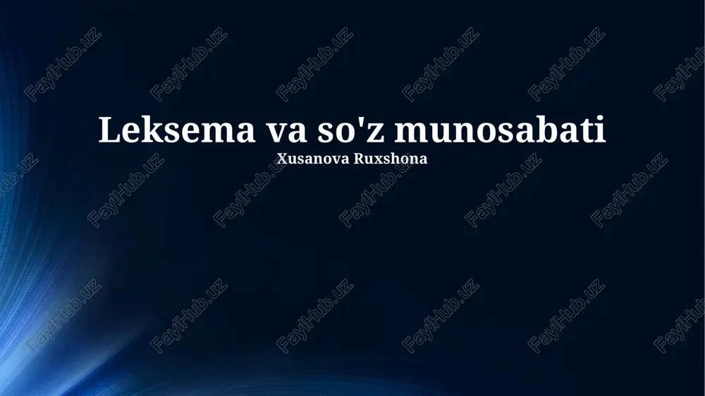leksema va so'z munosabati — PPTX