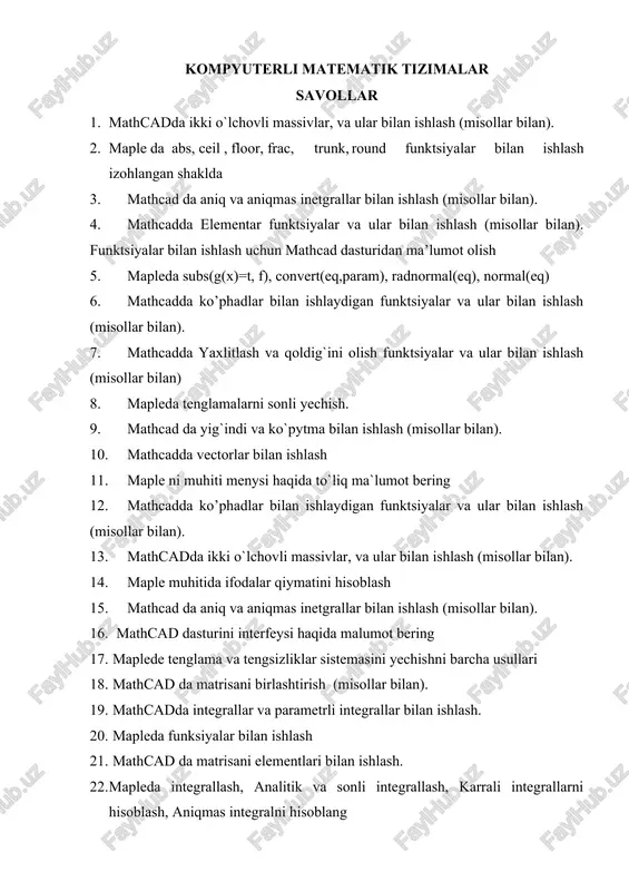 kompyuterli matematik tizimalar — DOCX