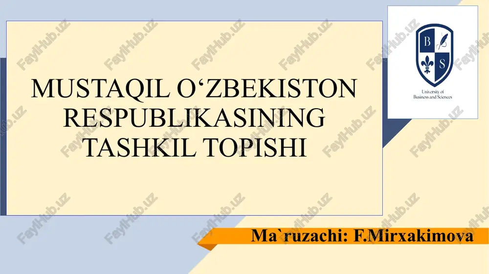 mustaqil o‘zbekiston respublikasining tashkil topishi — PPTX