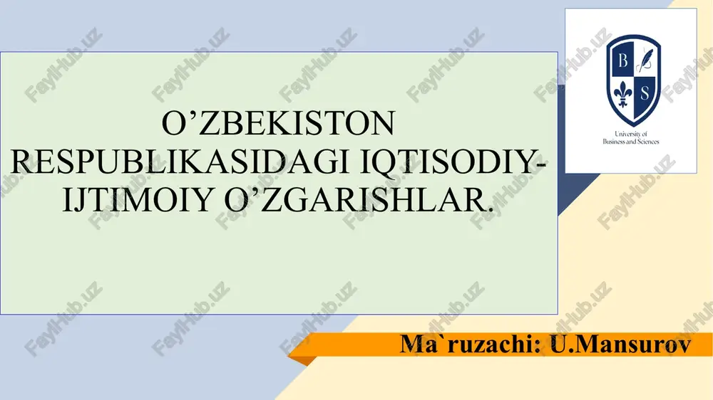 o’zbekiston respublikasidagiiqtisodiy-ijtimoiy o’zgarishlar — PPTX