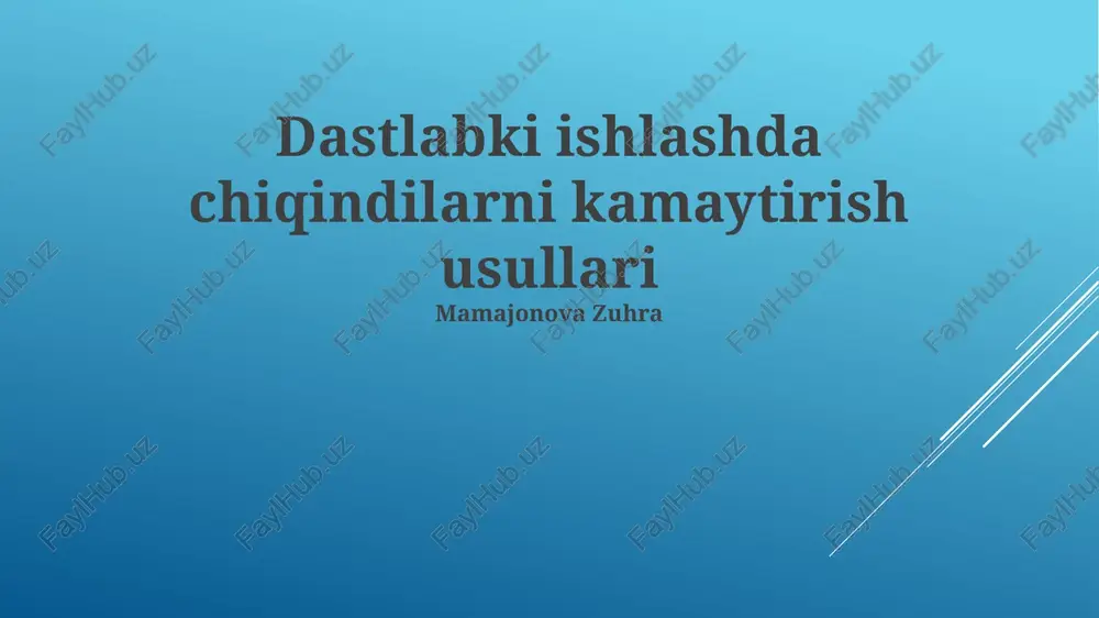 chiqindilarni kamaytirish usullari — PPTX