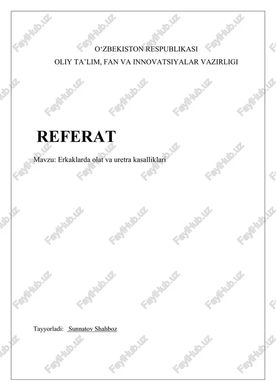 erkaklarda olat va uretra kasalliklari — DOCX