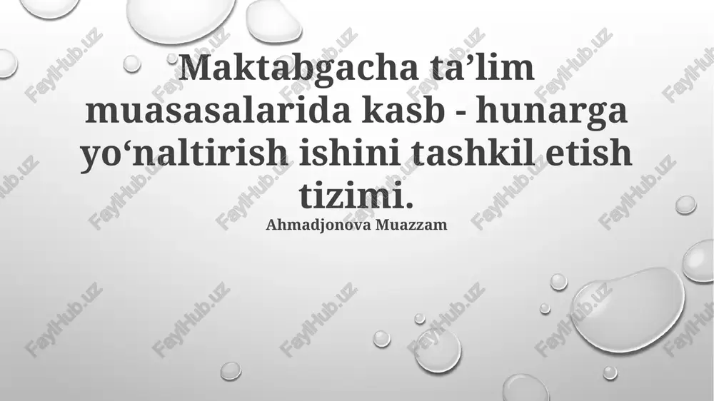 maktabgacha ta’lim muasasalarida kasb - hunarga yo‘naltirish ishini tashkil etish tizimi — PPTX
