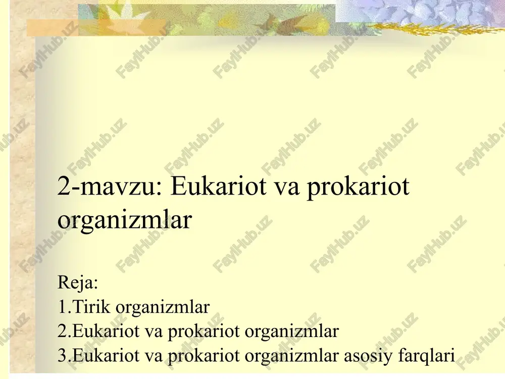 eukariot va prokariot organizmlar — PPTX