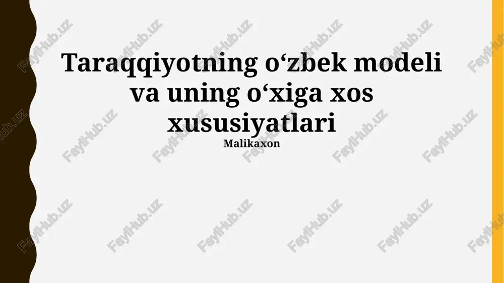 o'zbekiston taraqqiyot modeli — PPTX