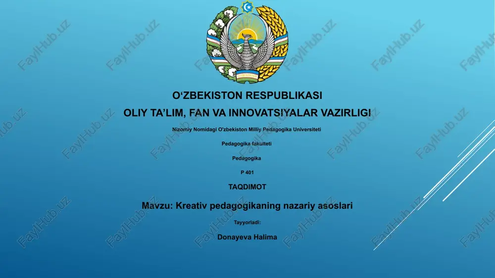 kreativ pedagogikaning nazariy asoslari — PPTX