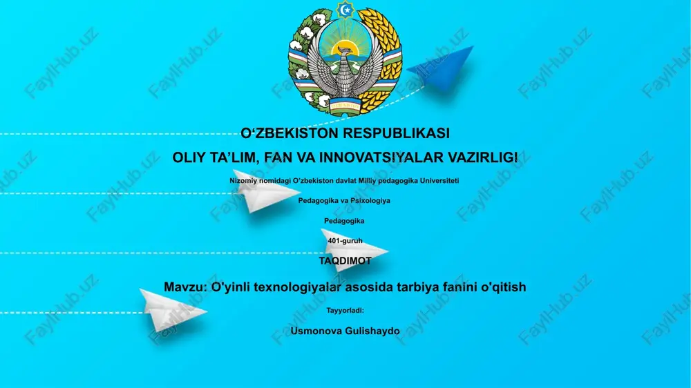 o'yinli texnologiyalar asosida tarbiya fanini o'qitish — PPTX