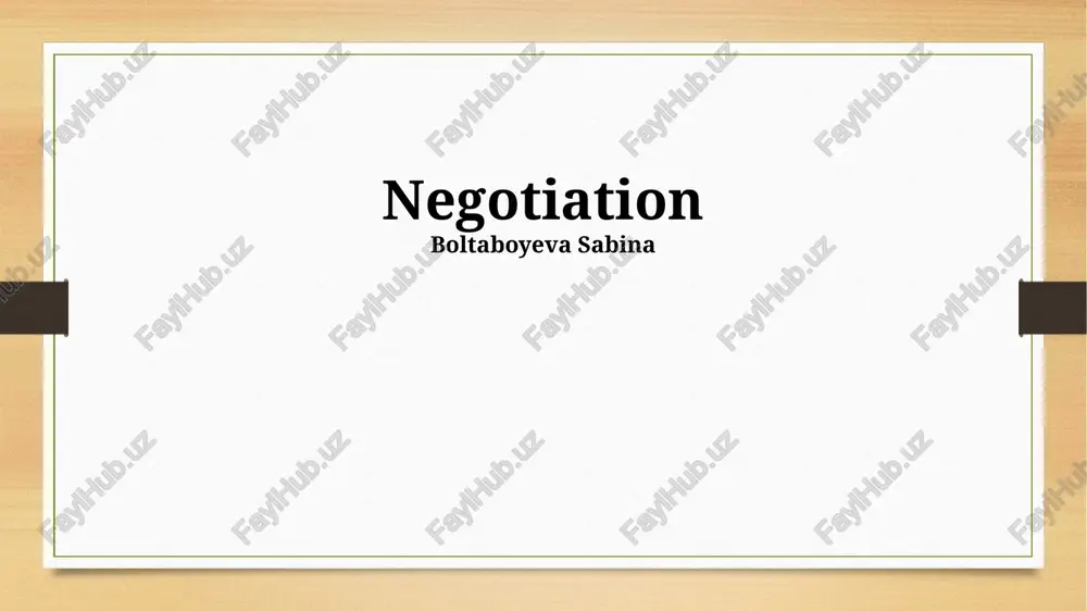fundamentals of negotiation — PPTX