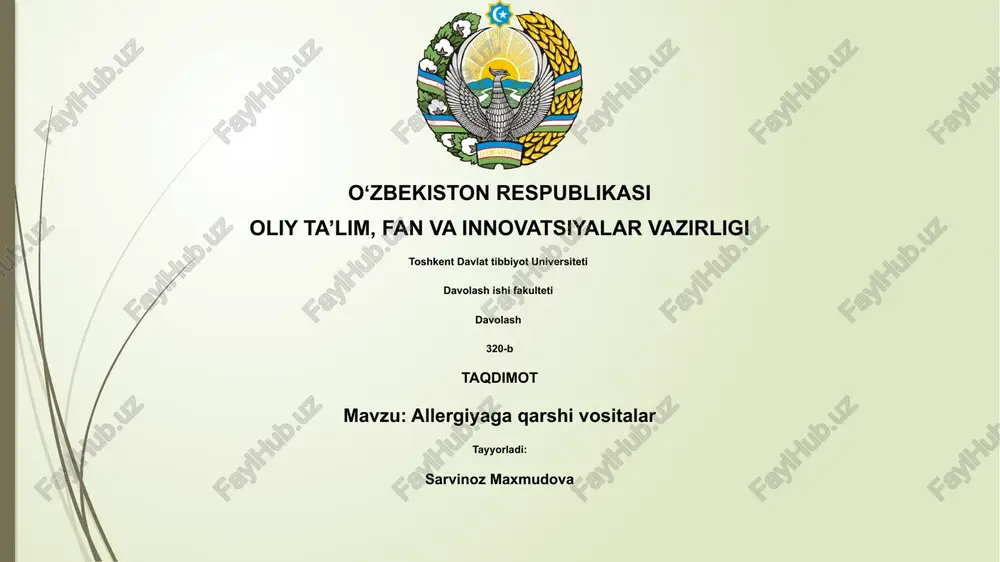 allergiyaga qarshi vositalar — PPTX