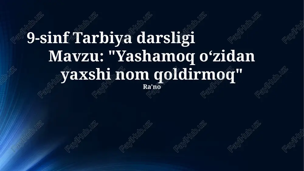 9-sinf tarbiya darsligi — PPTX