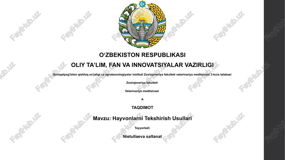 hayvonlarni tekshirish usullari — PPTX