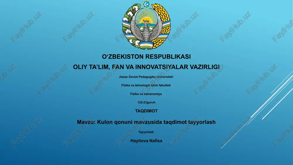 kulon qonuni mavzusida taqdimot tayyorlash — PPTX