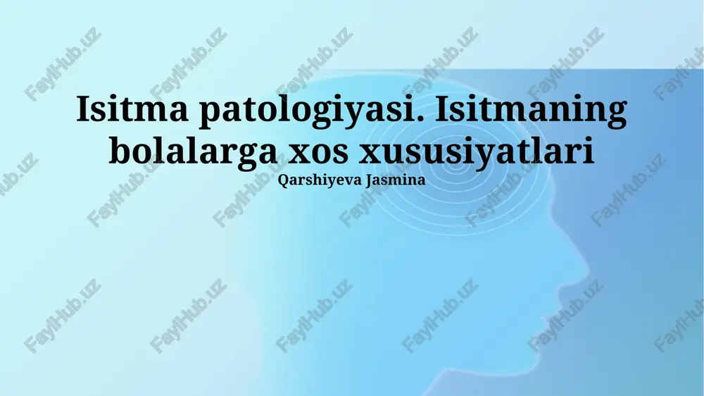 isitma patologiyasi. isitmaning bolalarga xos xususiyatlari — PPTX