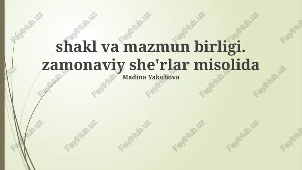 shakl va mazmun birligi: nazariy asoslar — PPTX