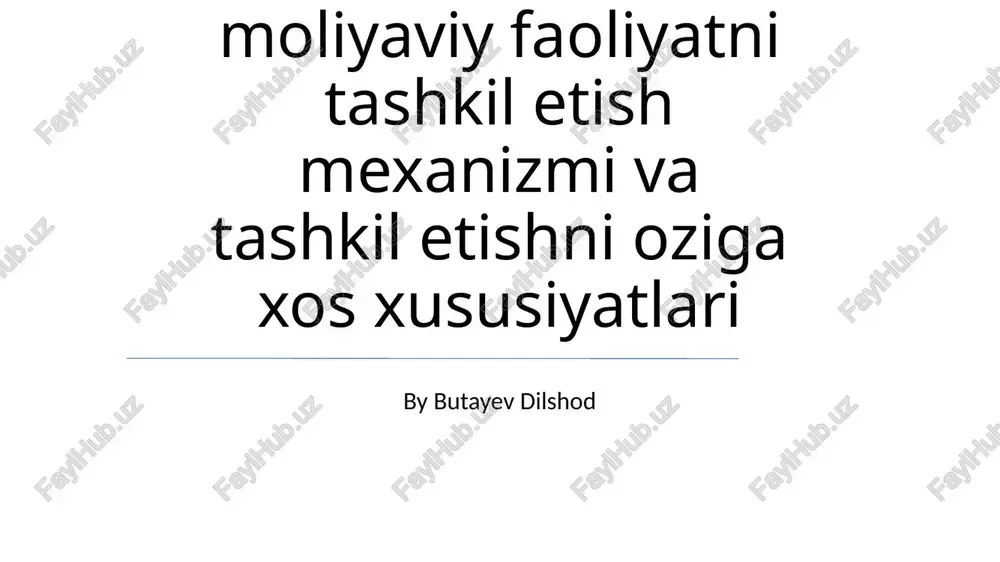 korxonalarda moliyaviy faoliyatni tashkil etish — PPTX
