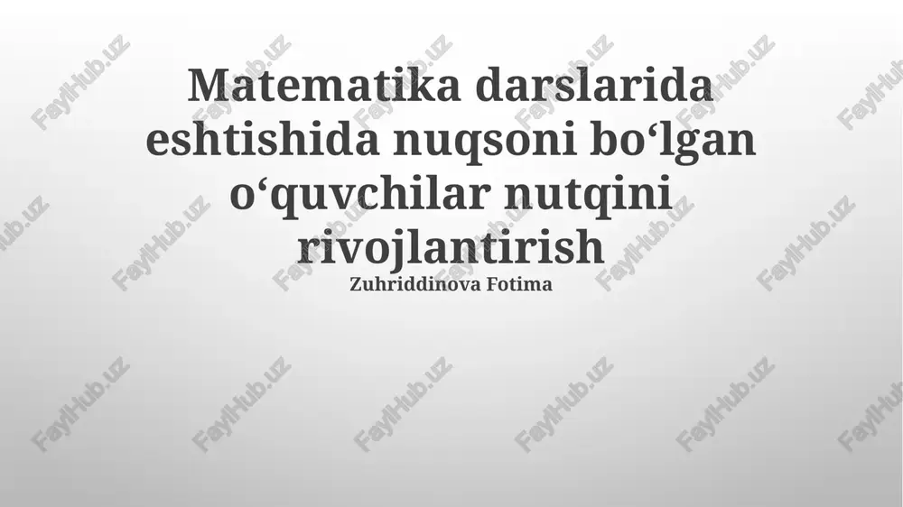 matematika darslarida nutqini rivojlantirish — PPTX