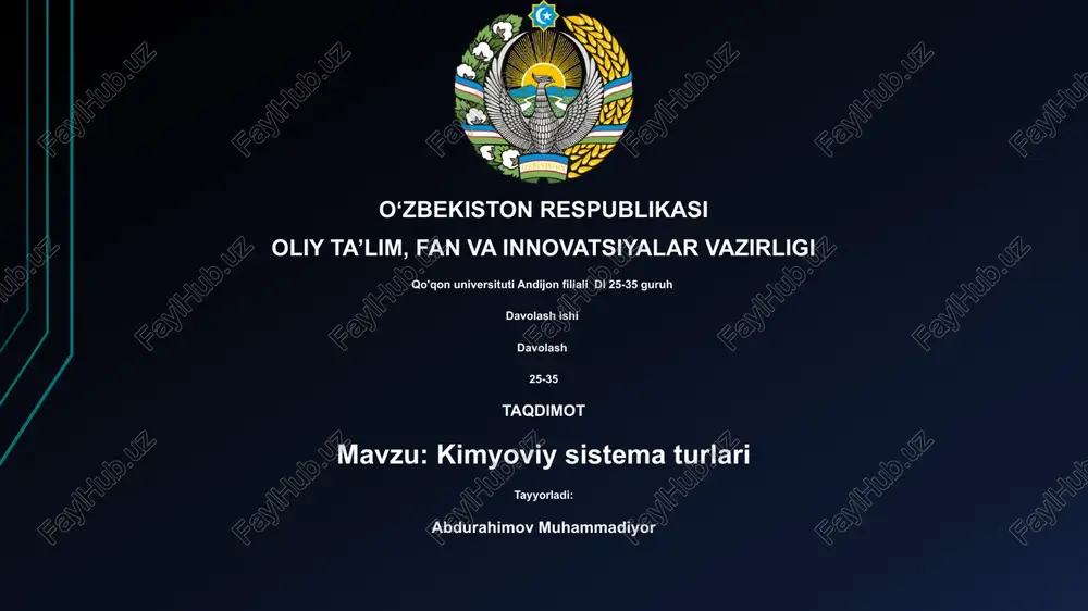 kimyoviy sistemalar turlari — PPTX