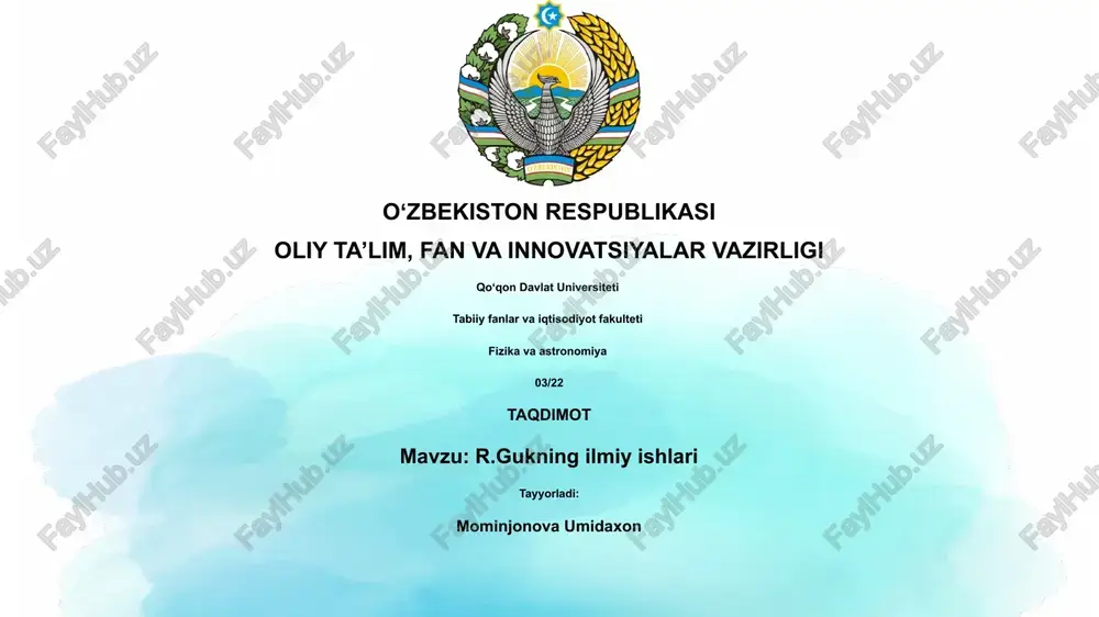 r.gukning ilmiy ishlari — PPTX