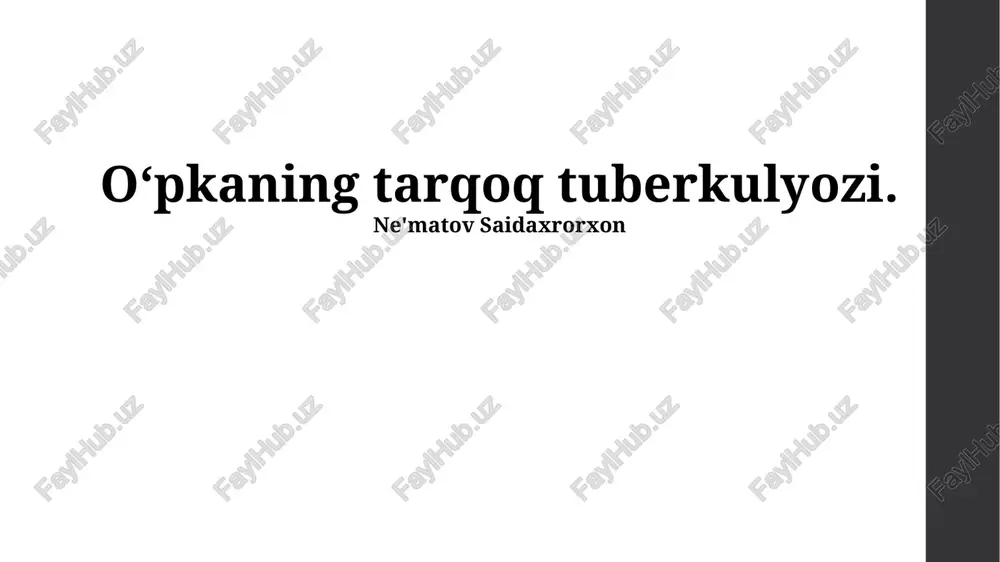 o‘pkaning tarqoq tuberkulyozi — PPTX