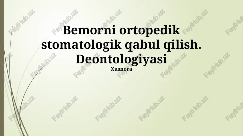 ortopedik stomatologik qabul — PPTX
