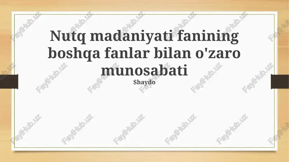 nutq madaniyati va tilshunoslik — PPTX