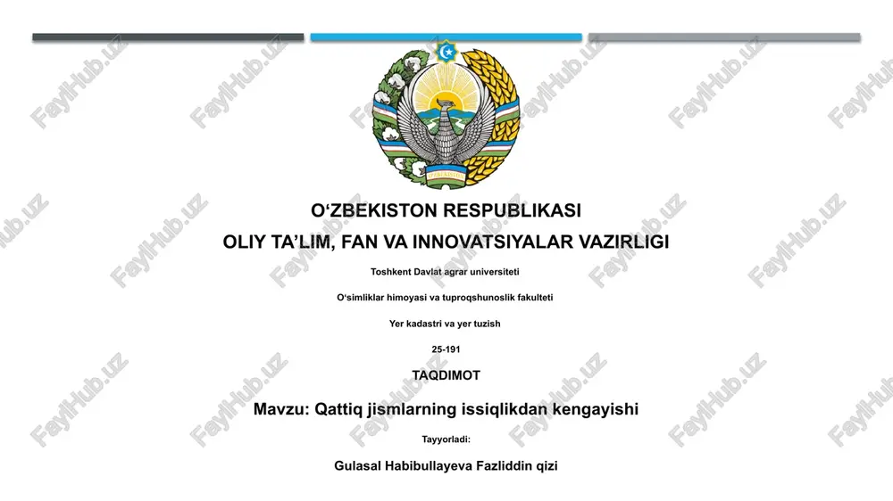 qattiq jismlarning issiqlikdan kengayishi — PPTX