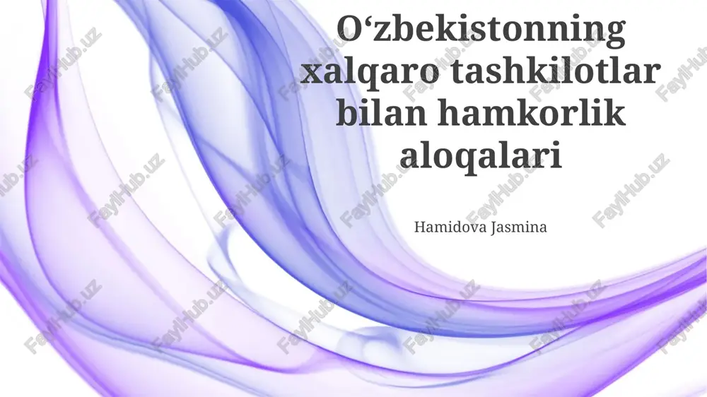 o'zbekistonning xalqaro tashkilotlar bilan hamkorligi — PPTX