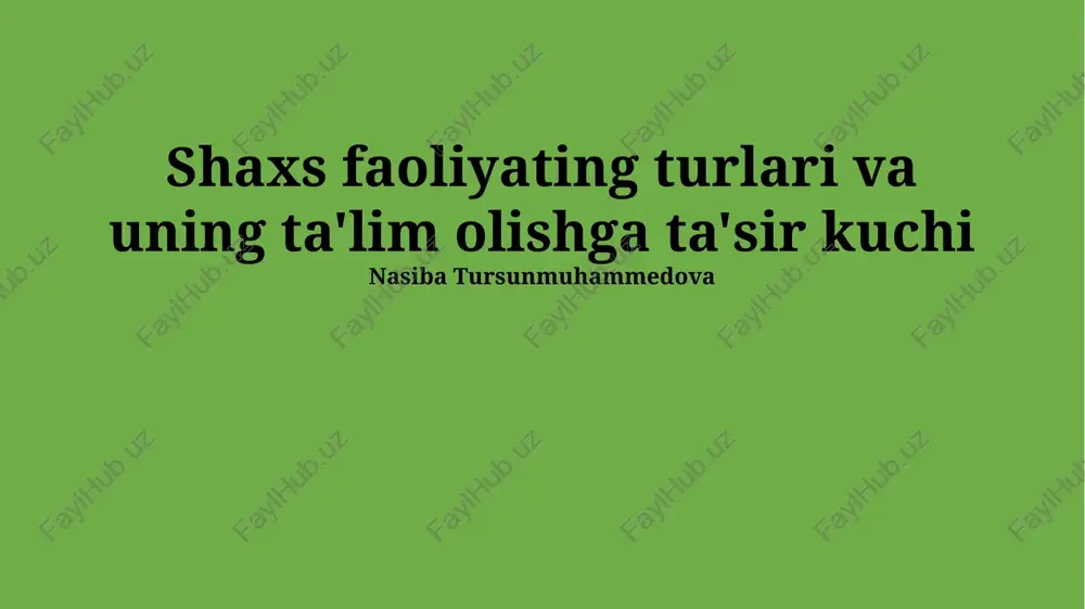 inson faoliyati turlari — PPTX