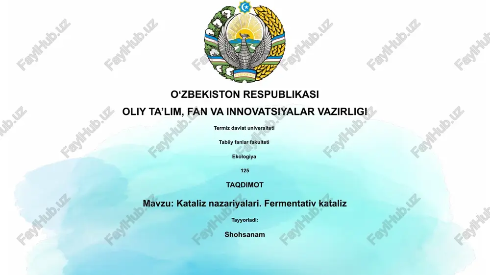 kataliz nazariyalari — PPTX