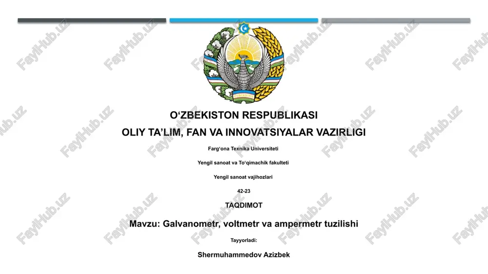 galvanometr, voltmetr va ampermetr tuzilishi — PPTX