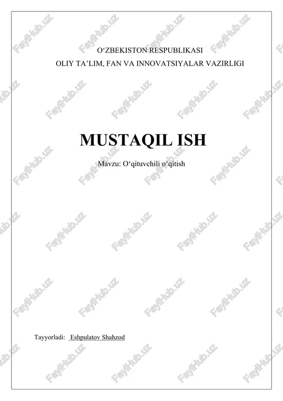oʻqituvchili oʻqitish — DOCX