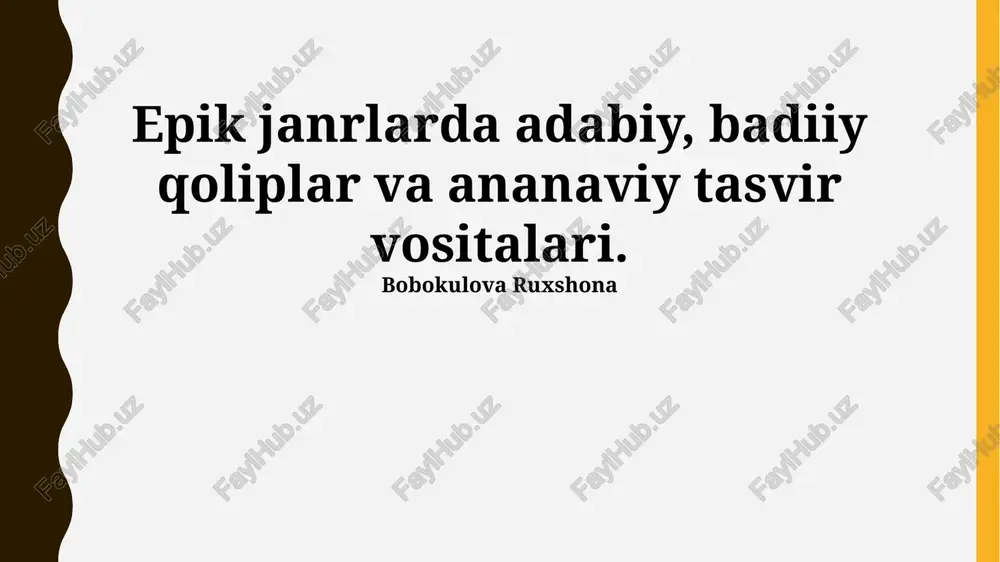 epik janrlarda adabiy va badiiy shakllar — PPTX
