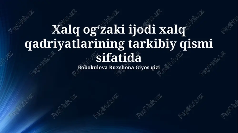 xalq ogʻzaki ijodi — PPTX
