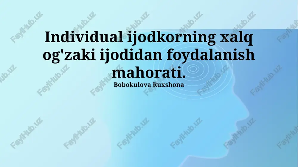 folklordan foydalanishning ahamiyati — PPTX