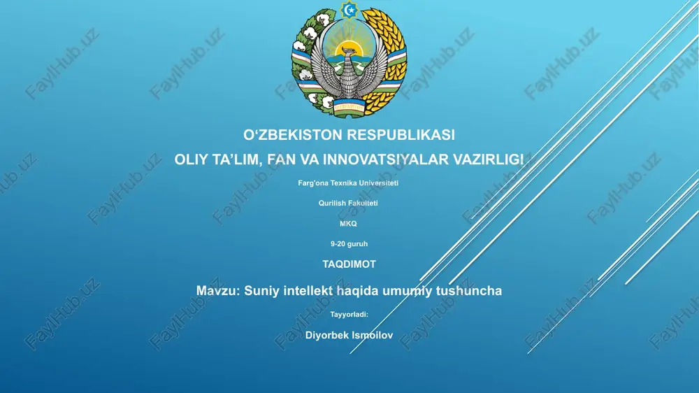 sun'iy intellekt haqida umumiy tushuncha — PPTX