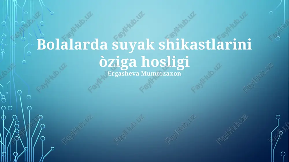 bolalarda suyak shikastlarini òziga hosligi — PPTX