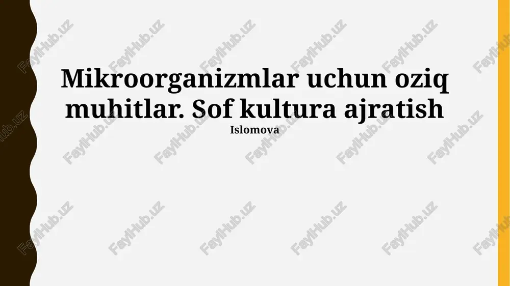 mikroorganizm uchun oziq muhitlar — PPTX