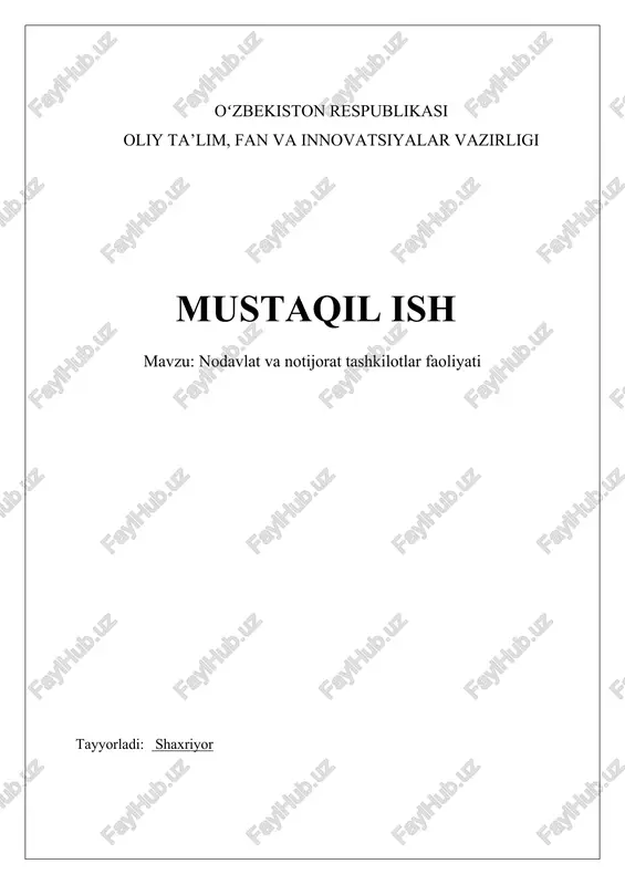 nodavlat va notijorat tashkilotlar faoliyati — DOCX
