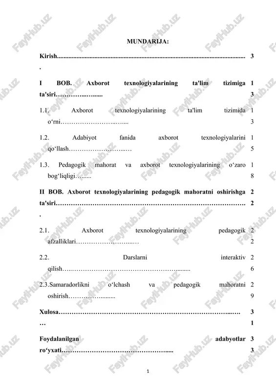 axborot texnologiyalarining ta'lim tizimi — DOCX