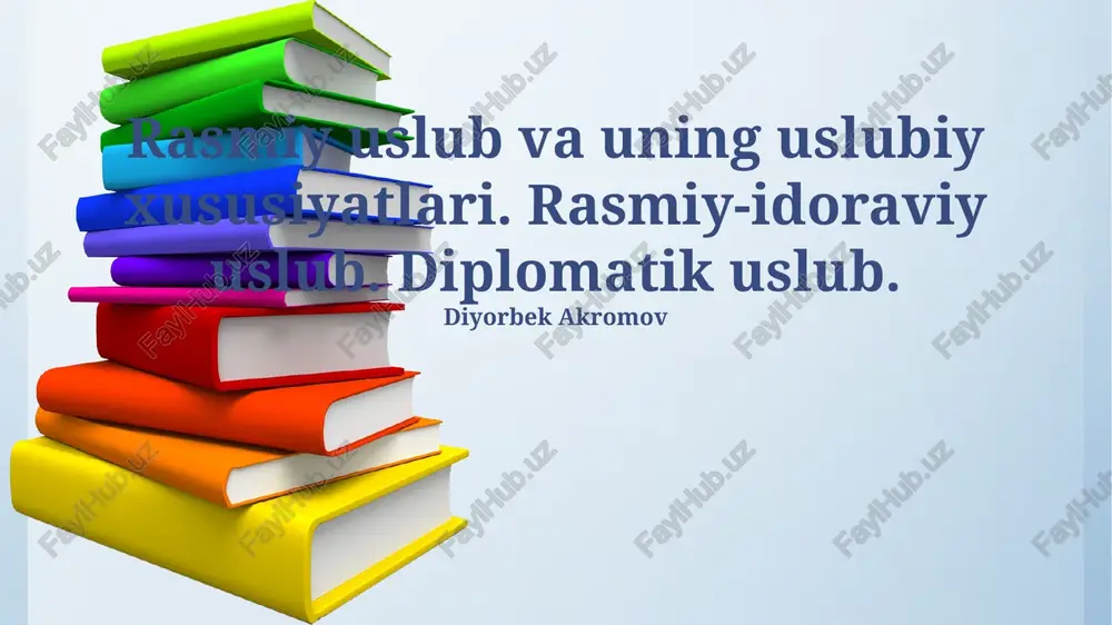 rasmiy uslub va uning stilistik xususiyatlari — PPTX