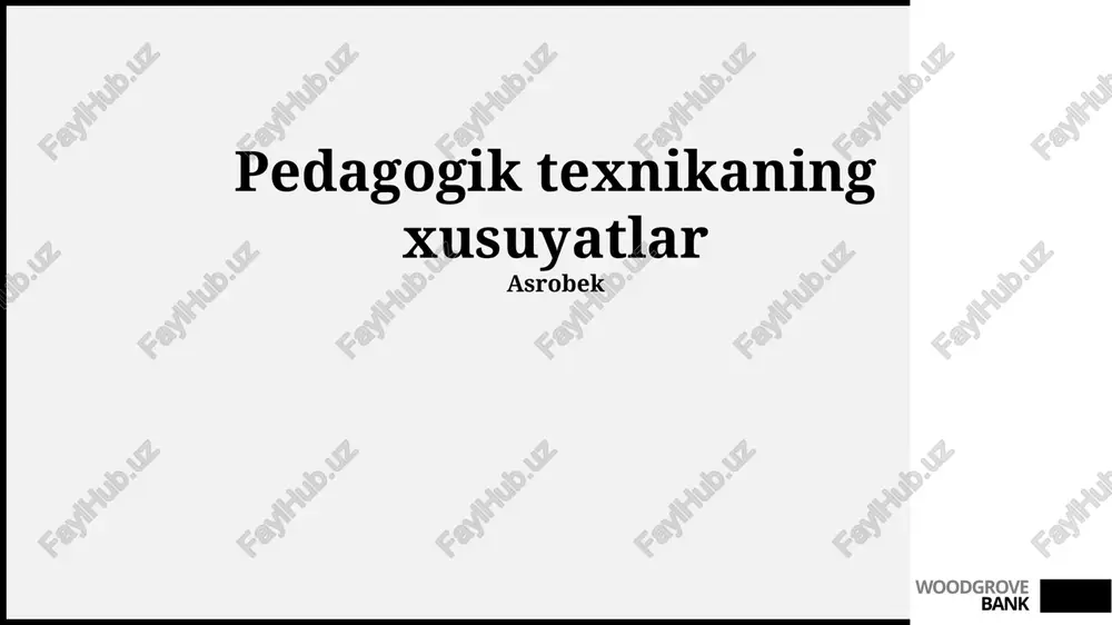 pedagogik texnikaning xusuyatlar — PPTX