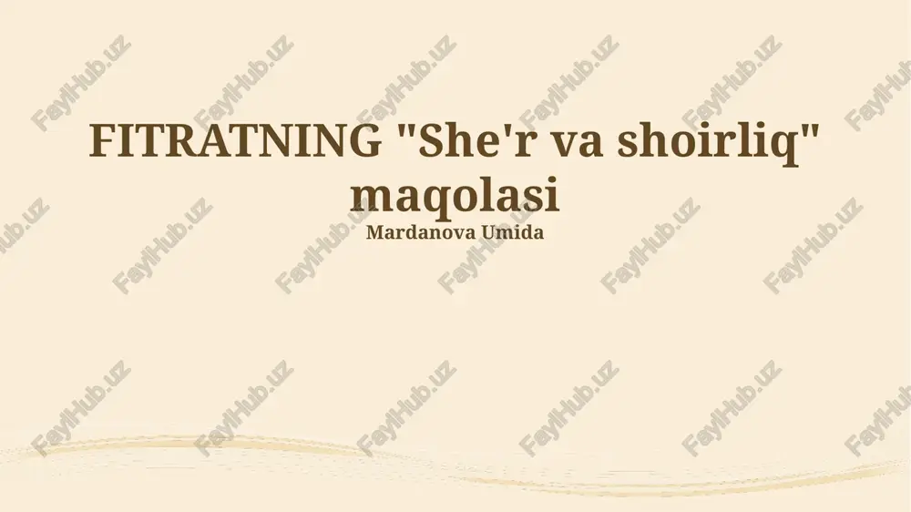 "she'r va shoirliq" maqolasi — PPTX