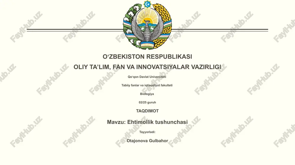ehtimollik tushunchasi — PPTX