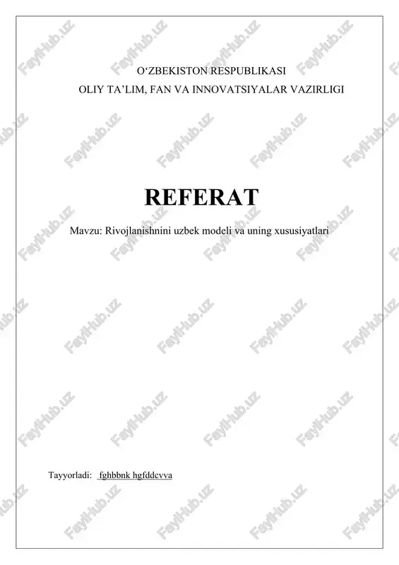 oʻzbekiston taraqqiyot modeli — DOCX