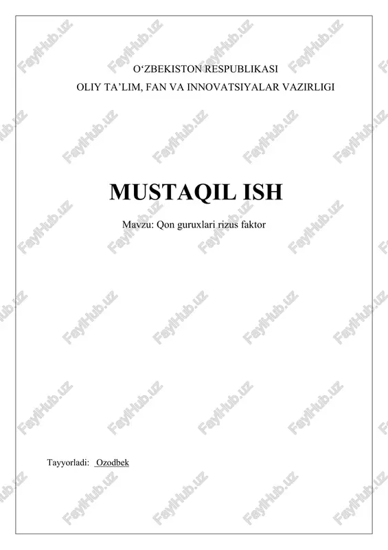 qon guruxlari rizus faktor — DOCX