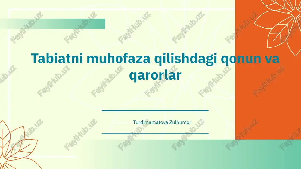 tabiat muhofazasi qonunlari — PPTX