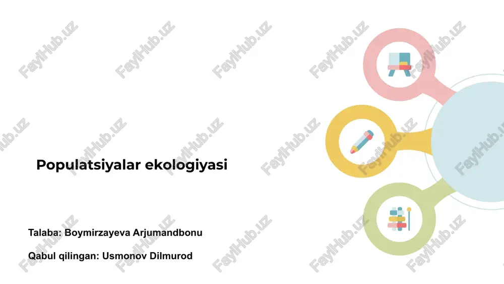 populatsiyalar ekologiyasi — PPTX