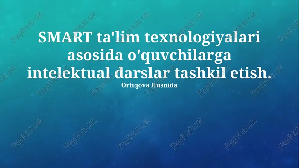 intellektual darslar tashkil etish — PPTX
