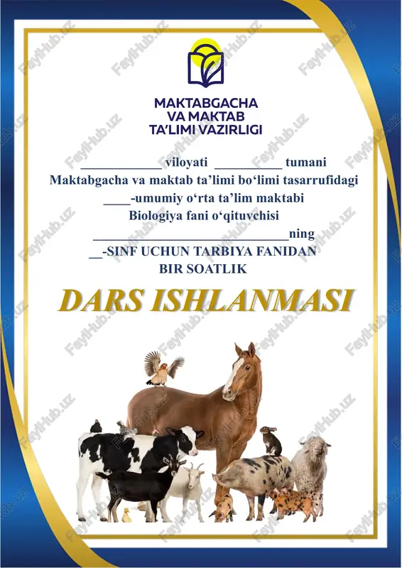 hayvonlarning ko‘payishi dars ishlanmasi — PDF