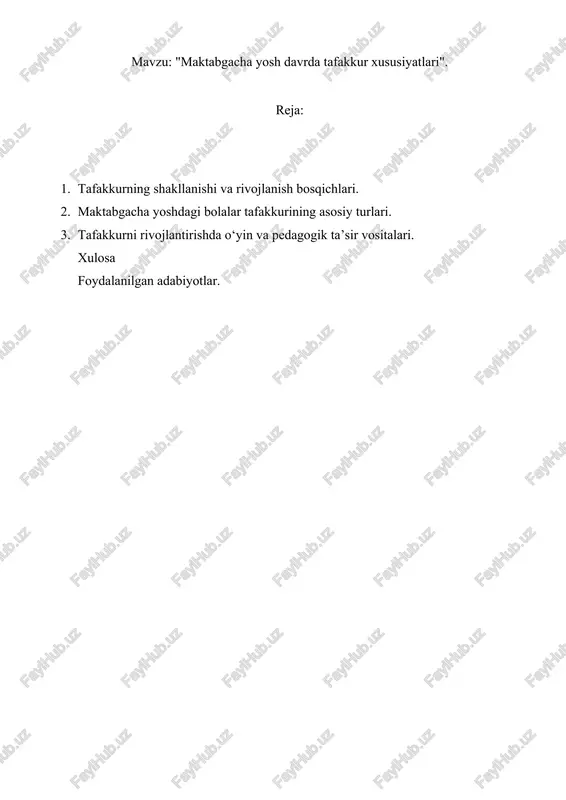 maktabgacha yosh davrda tafakkur xususiyatlari — DOCX